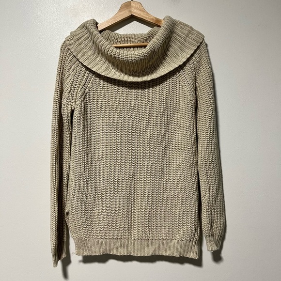 Fashion Nova Cowl Neck Chunky Knit Sweater Beige Size XS - Picture 1 of 10